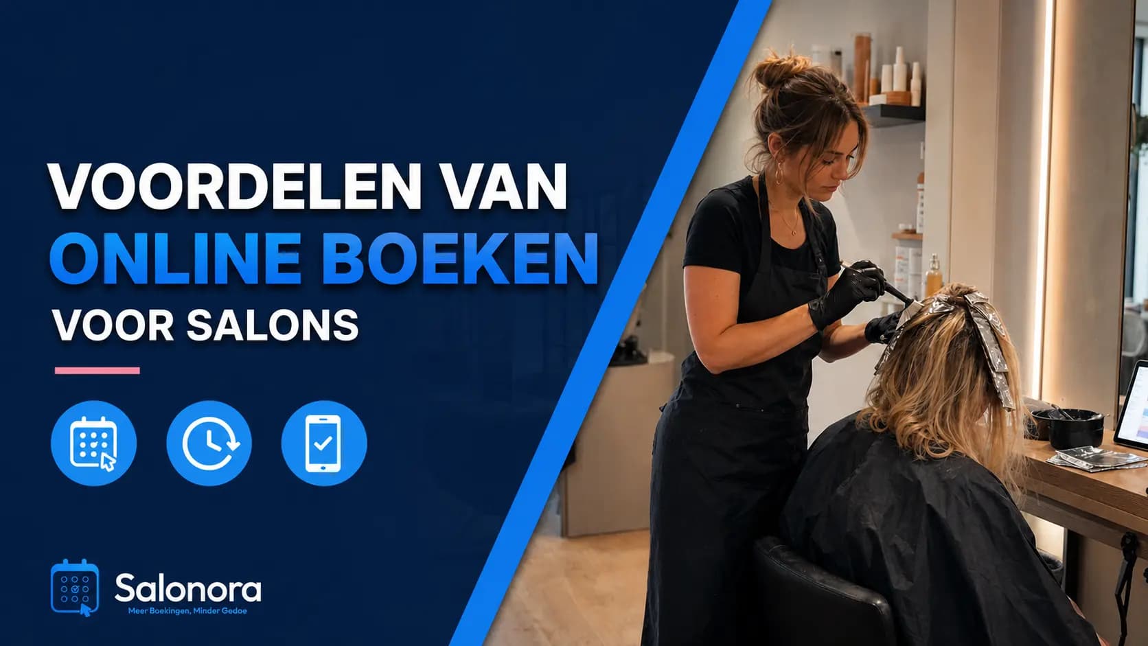 Kapper verft haar van klant in salon met Salonora online boekingssysteem